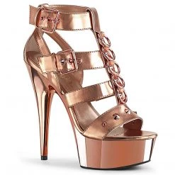 Pleaser DELIGHT-658 Rose Gold Metallic PU/Rose Gold Chrome Platform Sandal