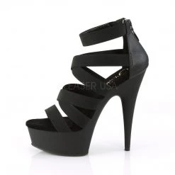 Pleaser Shoes DELIGHT-659 Black Elastic Band-Faux Leather Platform Sandal