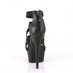 Pleaser Shoes DELIGHT-659 Black Elastic Band-Faux Leather Platform Sandal