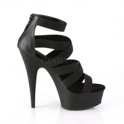 Pleaser Shoes DELIGHT-659 Black Elastic Band-Faux Leather Platform Sandal