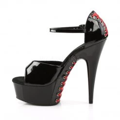 Pleaser DELIGHT-660FH Black Patent (Red Lace) Platform Sandal Shoes
