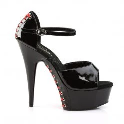 Pleaser DELIGHT-660FH Black Patent (Red Lace) Platform Sandal Shoes