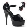 Pleaser DELIGHT-660FH Black-Red Patent/Black Platform Sandal