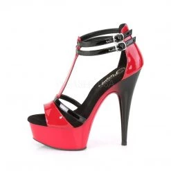 Pleaser DELIGHT-663 Red-Black Patent/Red-Black Platform Sandal Shoes