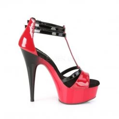 Pleaser DELIGHT-663 Red-Black Patent/Red-Black Platform Sandal Shoes