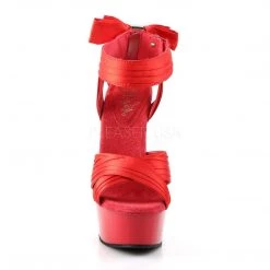 Pleaser DELIGHT-668 Red Satin/Red Platform Sandal