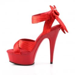 Pleaser DELIGHT-668 Red Satin/Red Platform Sandal