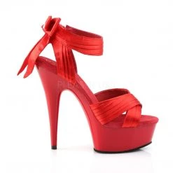 Pleaser DELIGHT-668 Red Satin/Red Platform Sandal