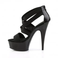 Pleaser Shoes DELIGHT-669 Black Elasticated Band/Black Platform Sandal