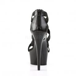 Pleaser Shoes DELIGHT-669 Black Elasticated Band/Black Platform Sandal