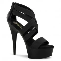 Pleaser Shoes DELIGHT-669 Black Elasticated Band/Black Platform Sandal