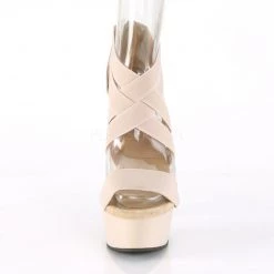 Pleaser Shoes DELIGHT-669 Nude Elastic Band-Faux Leather/Nude Matte Platform Sandal