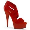 Pleaser DELIGHT-669 Red Elastic Band-Faux Leather/Red Matte Platform Sandal Shoes
