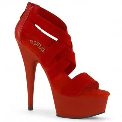 Pleaser DELIGHT-669 Red Elastic Band-Faux Leather/Red Matte Platform Sandal Shoes