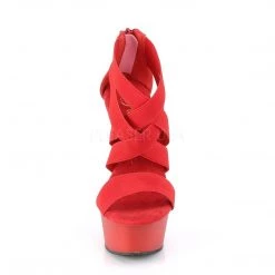 Pleaser DELIGHT-669 Red Elastic Band-Faux Leather/Red Matte Platform Sandal Shoes