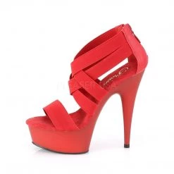 Pleaser DELIGHT-669 Red Elastic Band-Faux Leather/Red Matte Platform Sandal Shoes