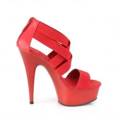 Pleaser DELIGHT-669 Red Elastic Band-Faux Leather/Red Matte Platform Sandal Shoes