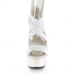 Pleaser DELIGHT-669 White Elastic Band-Faux Leather/White Platform Sandal Shoes