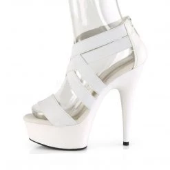 Pleaser DELIGHT-669 White Elastic Band-Faux Leather/White Platform Sandal Shoes