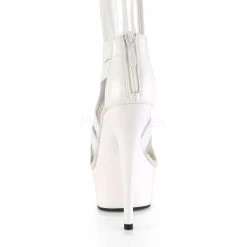 Pleaser DELIGHT-669 White Elastic Band-Faux Leather/White Platform Sandal Shoes