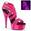 Pleaser DELIGHT-669UV Neon Hot Pink Elastic Band-Patent/Neon HotP Platform Sandal