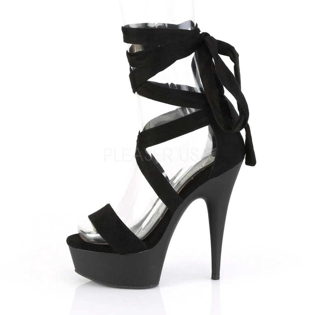 Pleaser Shoes DELIGHT-671 Black Faux Suede Platform Sandal 5 Pleaser Shoes DELIGHT-671 Black Faux Suede Platform Sandal