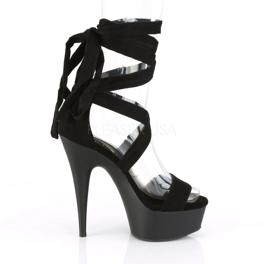 Pleaser Shoes DELIGHT-671 Black Faux Suede Platform Sandal 7 Pleaser Shoes DELIGHT-671 Black Faux Suede Platform Sandal