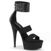 Pleaser DELIGHT-672 Black Elastic-Faux Leather Platform Sandal