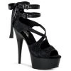 Pleaser Shoes DELIGHT-678LC Black Satin-Lace Platform Sandal