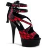 Pleaser DELIGHT-678LC Red Satin-Lace Platform Sandal Shoes