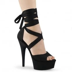 Pleaser DELIGHT-679 Black Faux Suede Platform Sandal Shoes