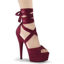 Pleaser Shoes DELIGHT-679 Burgundy Faux Suede/Burgundy Matte Platform Sandal