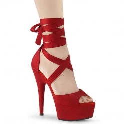 Pleaser Shoes DELIGHT-679 Red Faux Suede/Red Matte Platform Sandal