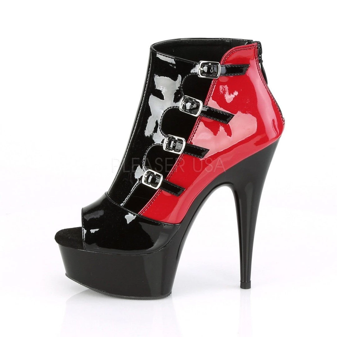Pleaser DELIGHT-681 Black-Red Patent/Black Ankle Boot Boots 5 Pleaser DELIGHT-681 Black-Red Patent/Black Ankle Boot Boots