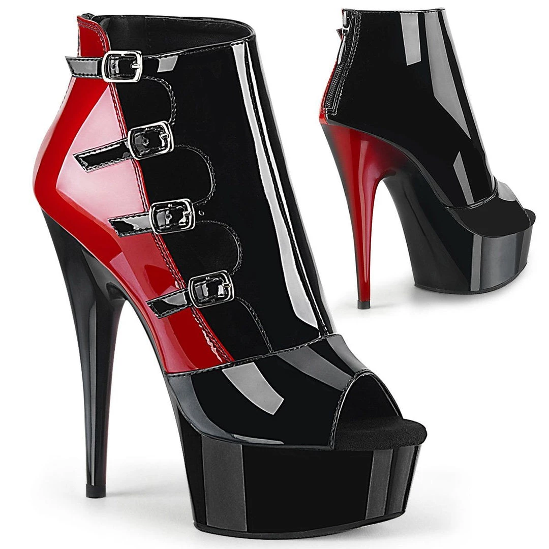 Pleaser DELIGHT-681 Black-Red Patent/Black Ankle Boot Boots 8 Pleaser DELIGHT-681 Black-Red Patent/Black Ankle Boot Boots