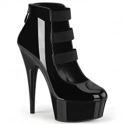 Pleaser DELIGHT-684 Black Patent/Black Platform Sandal Boots