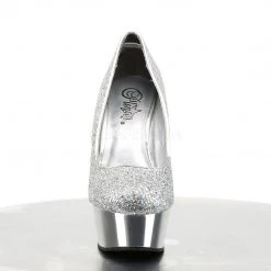 Pleaser DELIGHT-685G Silver Multi Glitter/Silver Chrome Pump