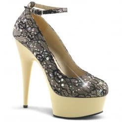 Pleaser Shoes DELIGHT-686LC Champagne Satin-Lace/Cream Pump