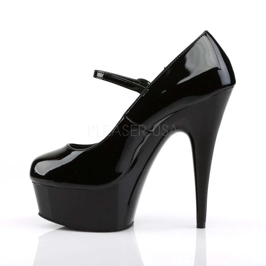 Pleaser DELIGHT-687 Black Patent Mary Janes Shoes 5 Pleaser DELIGHT-687 Black Patent Mary Janes Shoes