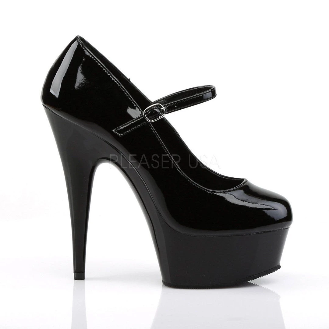 Pleaser DELIGHT-687 Black Patent Mary Janes Shoes 7 Pleaser DELIGHT-687 Black Patent Mary Janes Shoes
