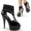 Pleaser DELIGHT-690 Black Patent-Lamy/Black Platform Sandal