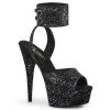 Pleaser DELIGHT-691LG Black Glitter/Black Glitter Platform Sandal Shoes
