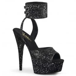 Pleaser DELIGHT-691LG Black Glitter/Black Glitter Platform Sandal Shoes