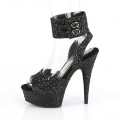 Pleaser DELIGHT-691LG Black Glitter/Black Glitter Platform Sandal Shoes