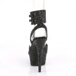Pleaser DELIGHT-691LG Black Glitter/Black Glitter Platform Sandal Shoes