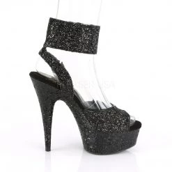 Pleaser DELIGHT-691LG Black Glitter/Black Glitter Platform Sandal Shoes