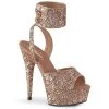 Pleaser Shoes DELIGHT-691LG Rose Gold Glitter/Rose Gold Glitter Platform Sandal