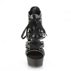 Pleaser DELIGHT-693 Black Faux Leather Platform Sandal Shoes