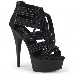 Pleaser DELIGHT-693 Black Microfiber Platform Sandal