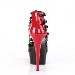Pleaser Boots DELIGHT-695 Black-Red Patent/Black Boot
